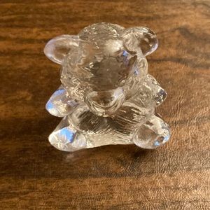 Clear Glass Teddy Bear with a Bow